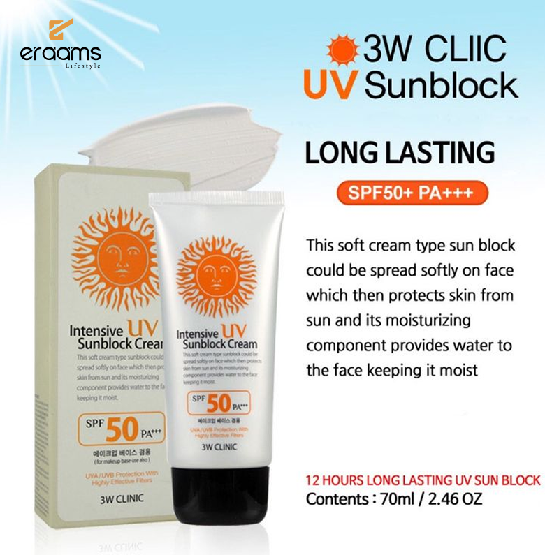 3W Clinic Intensive UV Sunblock Cream SPF 50+ PA+++ – 70ml - Image 4
